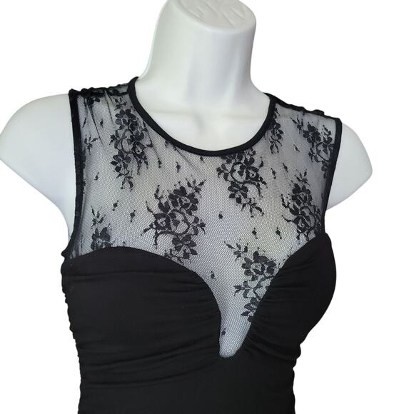 ASO FRIENDS GUESS Bodycon Y2k Black Dress whimsy GothIc witch SM - Picture 3 of 11